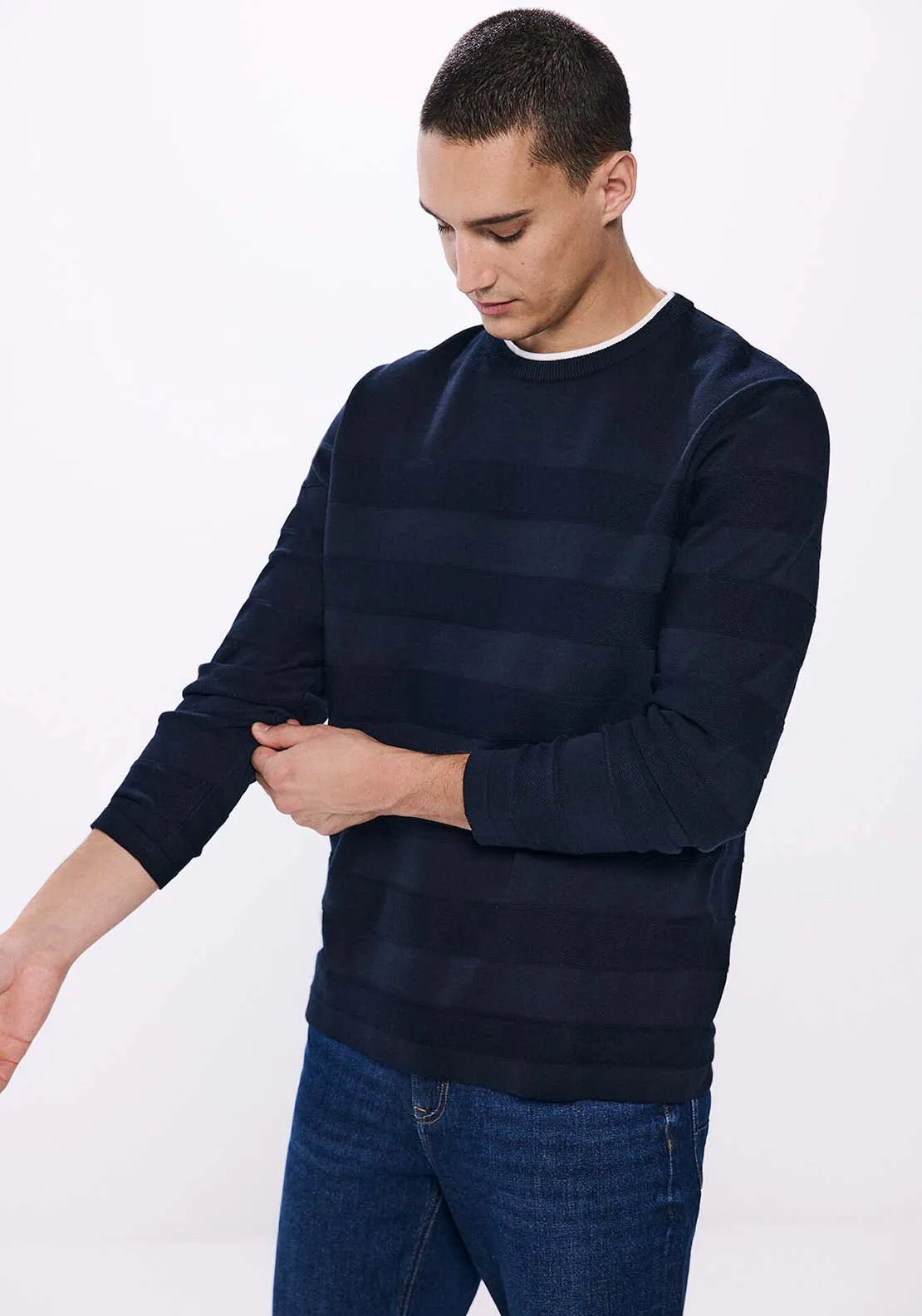 Double collar jumper - Navy