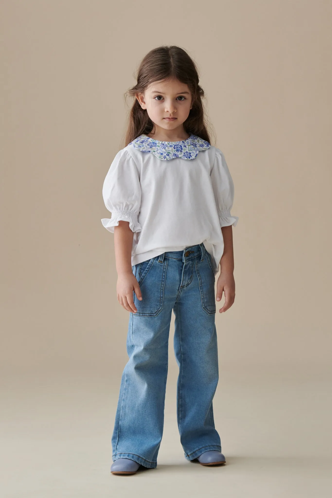 Dusty Blue Floral Analia Top