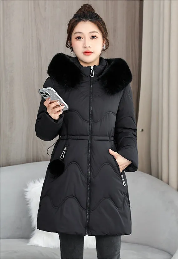 Easy-to-Clean Quilted Puffer Jacket with Relaxed-Fit Design for Women