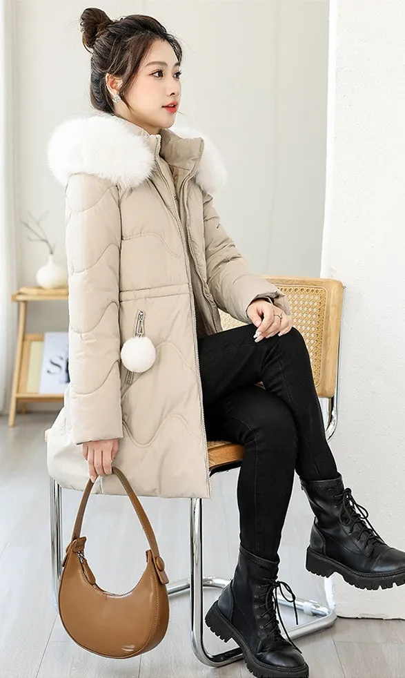 Easy-to-Clean Quilted Puffer Jacket with Relaxed-Fit Design for Women