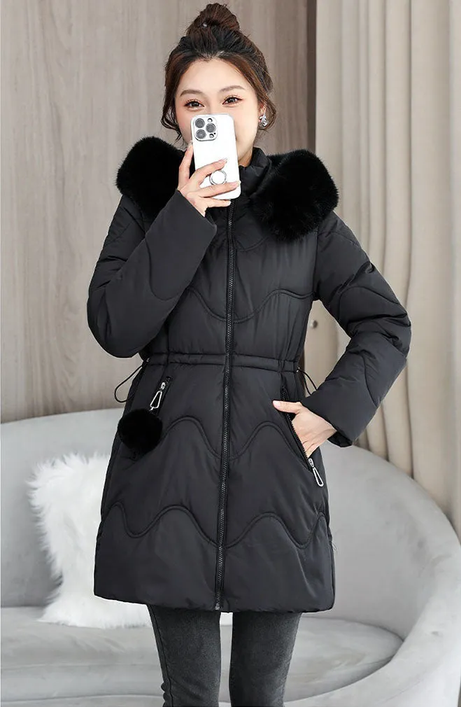 Easy-to-Clean Quilted Puffer Jacket with Relaxed-Fit Design for Women