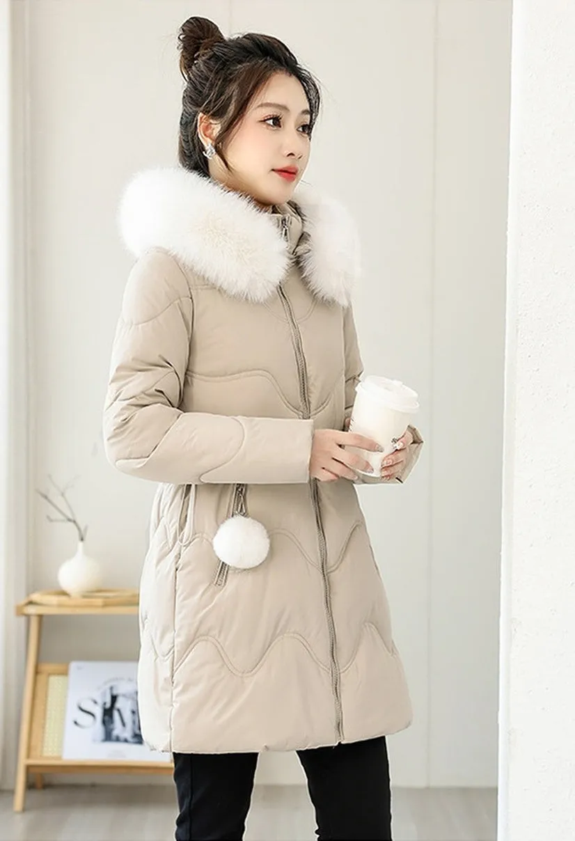 Easy-to-Clean Quilted Puffer Jacket with Relaxed-Fit Design for Women