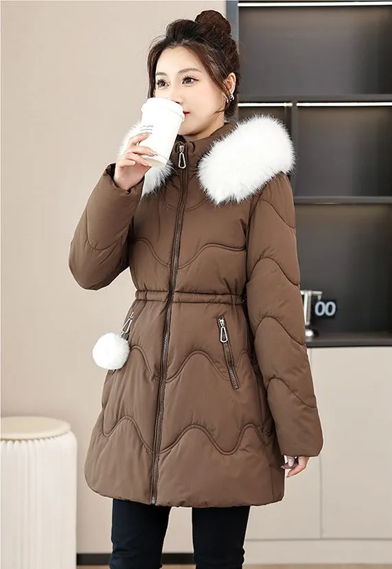 Easy-to-Clean Quilted Puffer Jacket with Relaxed-Fit Design for Women