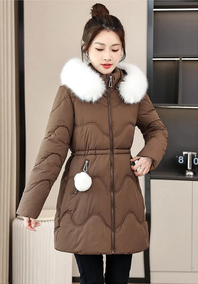 Easy-to-Clean Quilted Puffer Jacket with Relaxed-Fit Design for Women