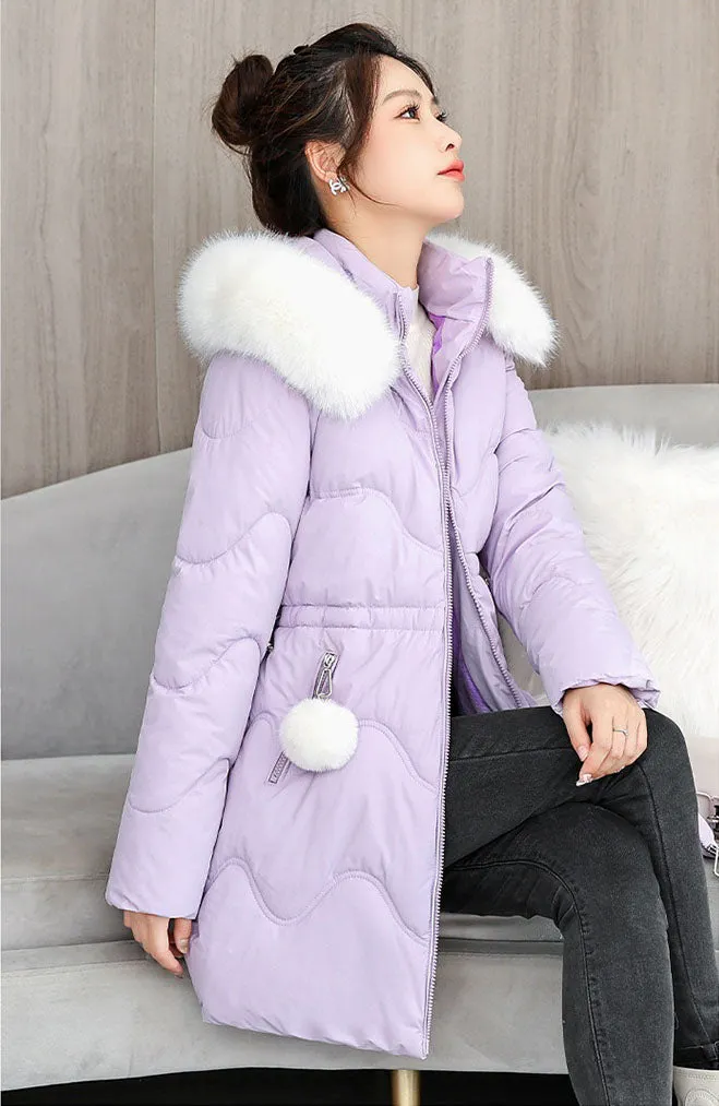 Easy-to-Clean Quilted Puffer Jacket with Relaxed-Fit Design for Women