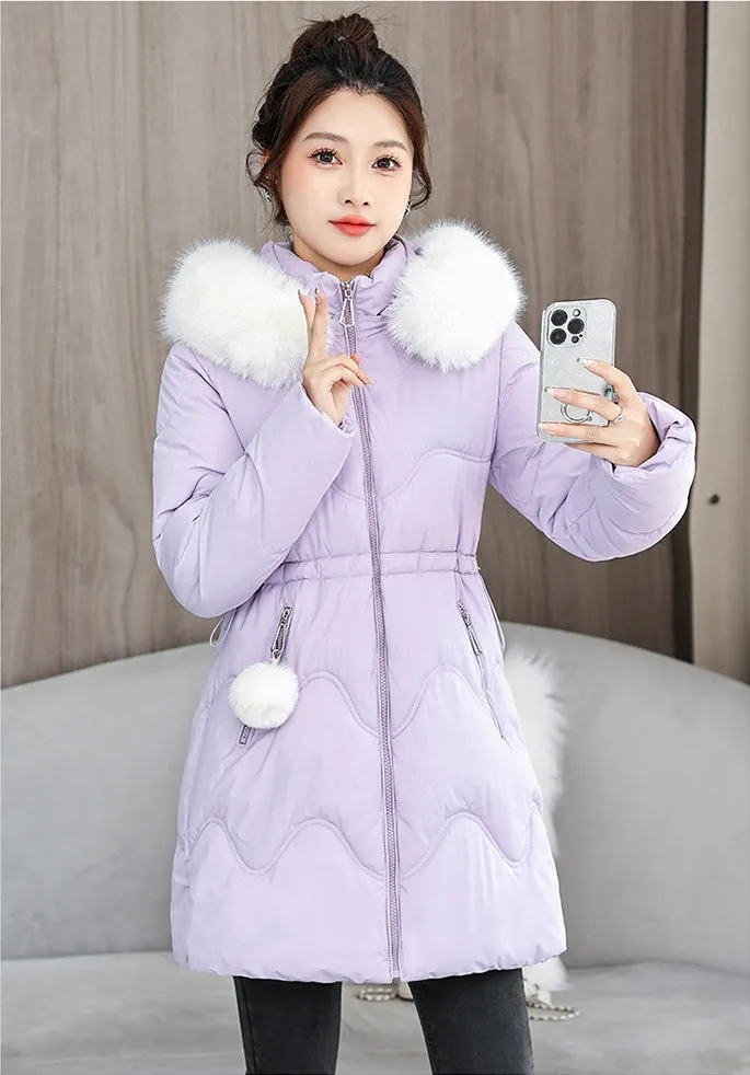 Easy-to-Clean Quilted Puffer Jacket with Relaxed-Fit Design for Women