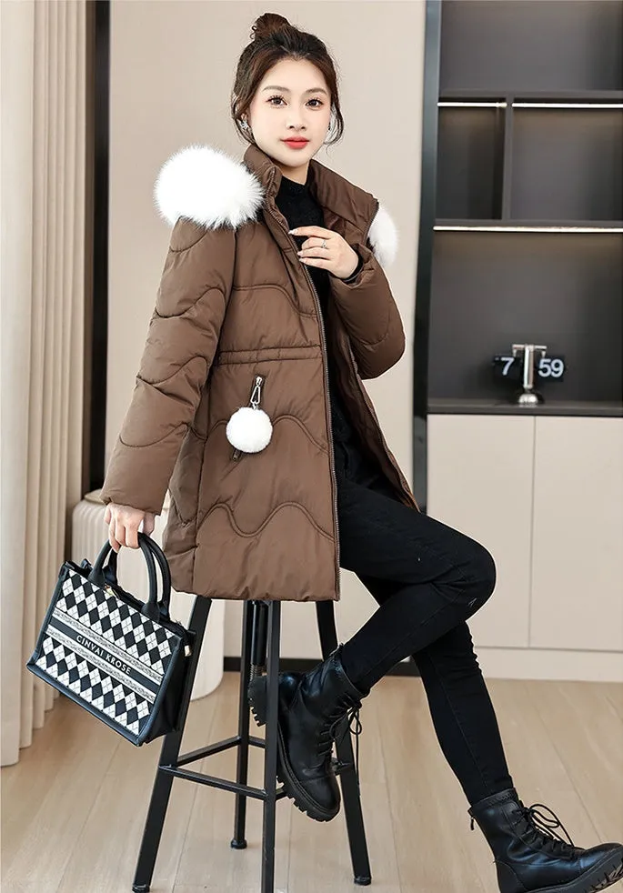 Easy-to-Clean Quilted Puffer Jacket with Relaxed-Fit Design for Women