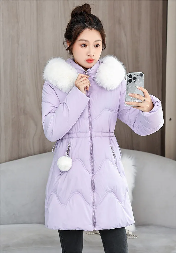 Easy-to-Clean Quilted Puffer Jacket with Relaxed-Fit Design for Women