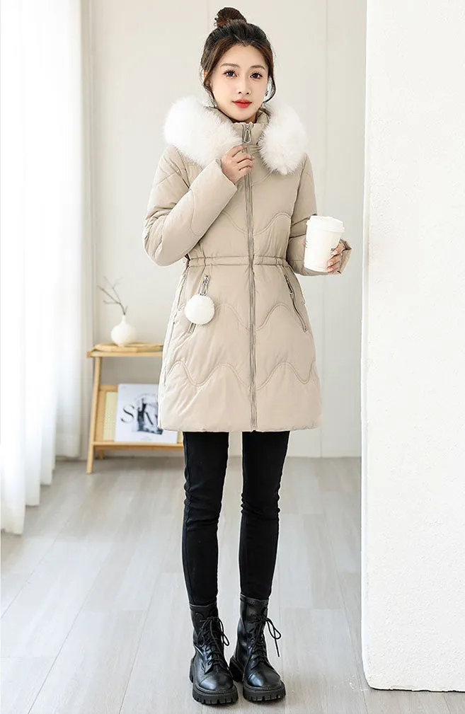 Easy-to-Clean Quilted Puffer Jacket with Relaxed-Fit Design for Women