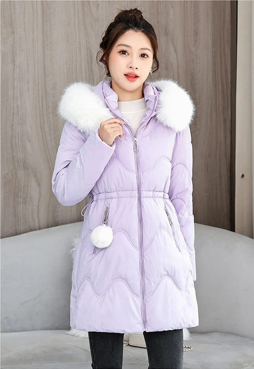 Easy-to-Clean Quilted Puffer Jacket with Relaxed-Fit Design for Women