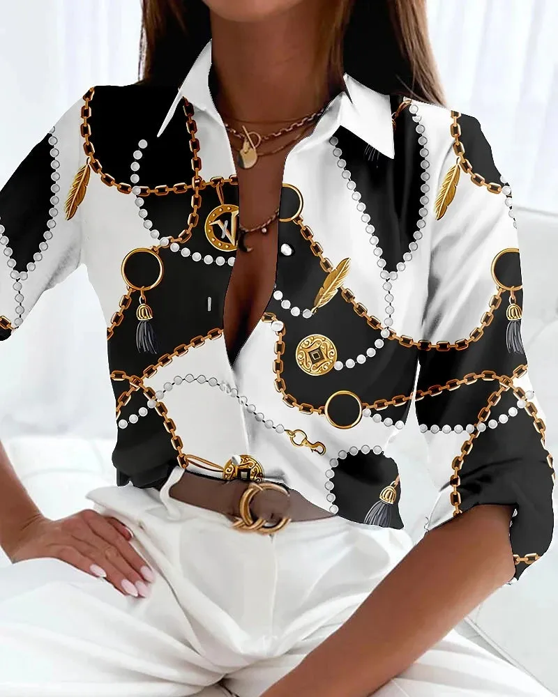 Eleanor – Colorblock Long Sleeve Weekend Blouse