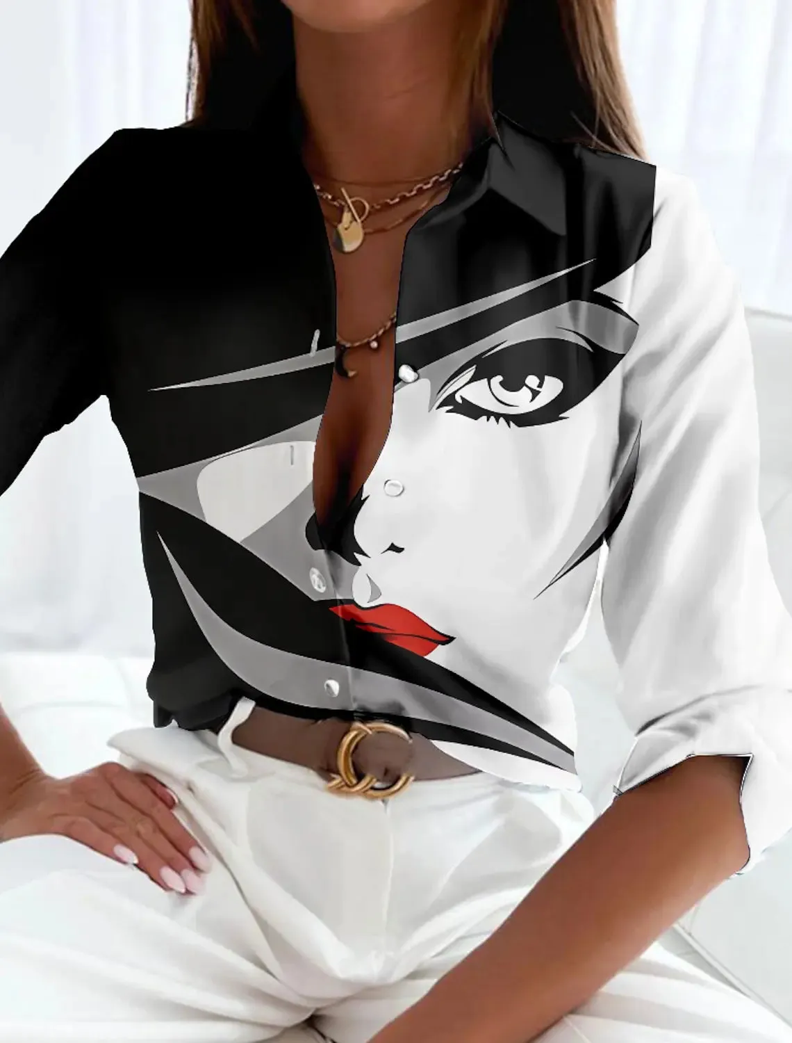 Eleanor – Colorblock Long Sleeve Weekend Blouse