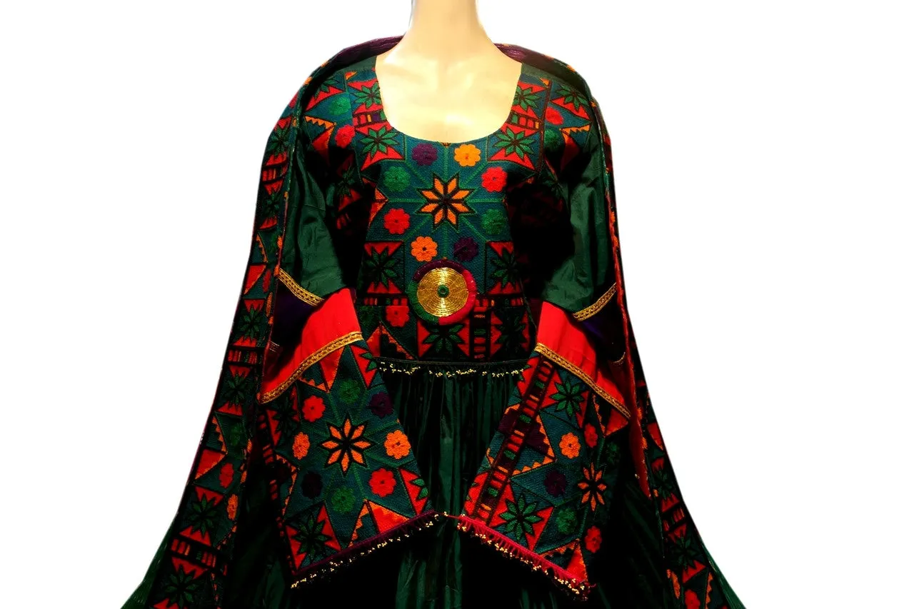 Elegant Afghan Green Pathani Frock - New Fashion Style