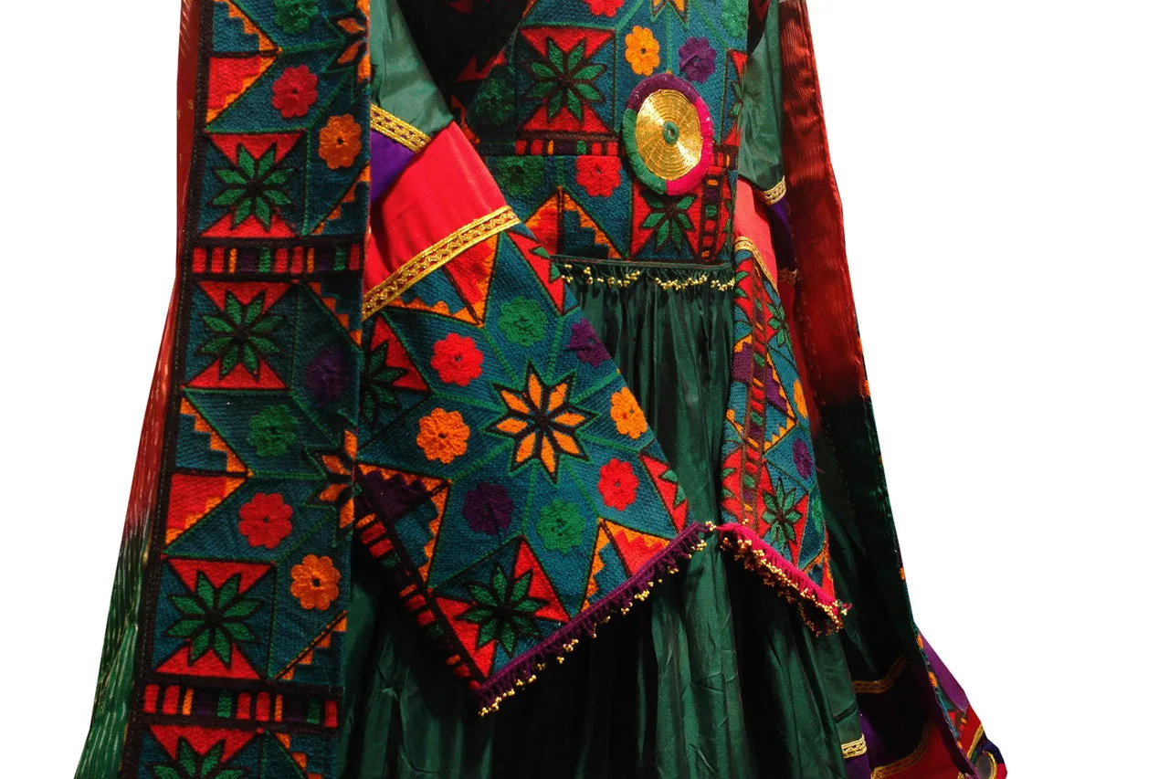 Elegant Afghan Green Pathani Frock - New Fashion Style
