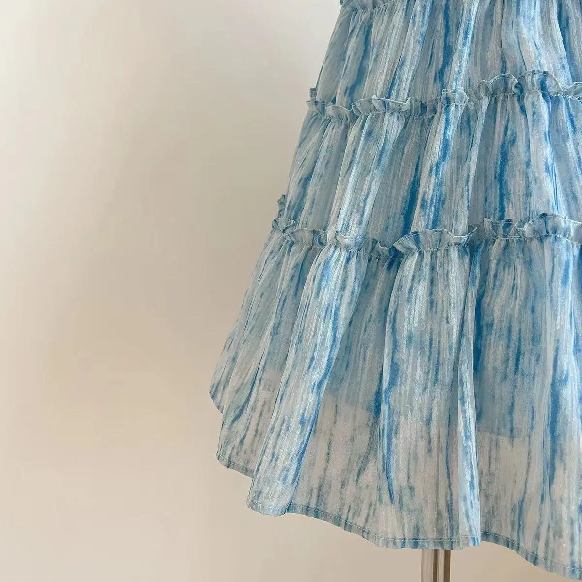 Elegant Designer Blue Dress with a Bow for Girls - Blue