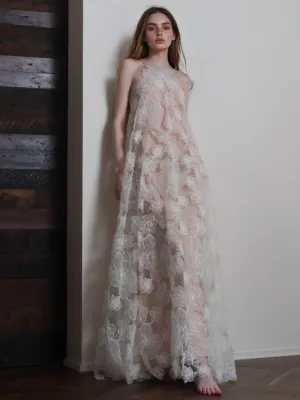 Elegant Dress Sleeveless Halter Loose Boho Lace Long Dresses Summer