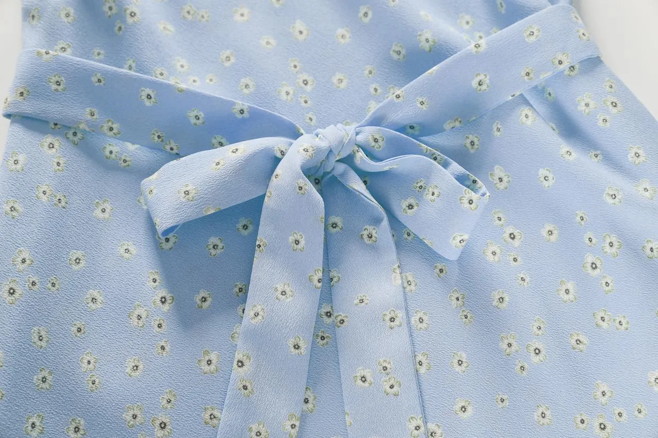 Elegant French Vacation Dress with Ruffle Neckline