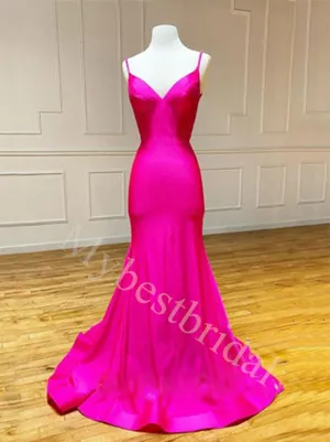 Elegant Spaghetti straps V-neck Mermaid Prom Dresses,PDS0612