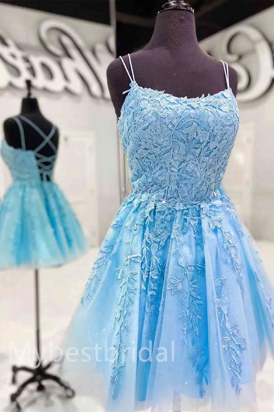 Elegant Square Sleeveless A-line Short Mini Homecoming Dress,  HDS0154