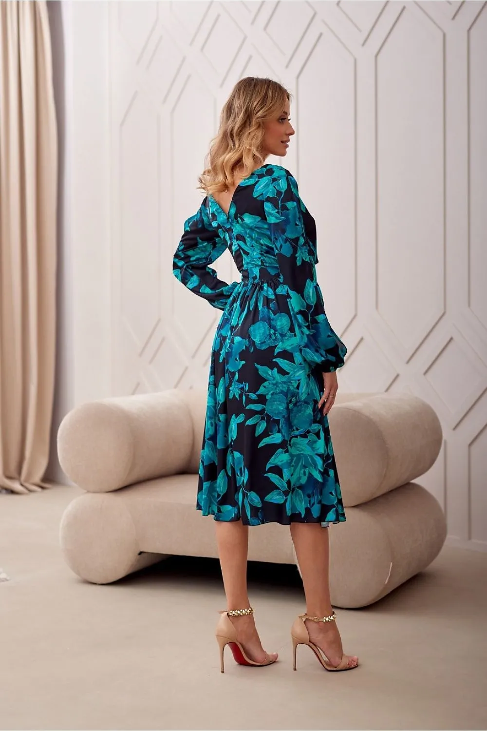 Elegant Wrap Neck Midi Dress