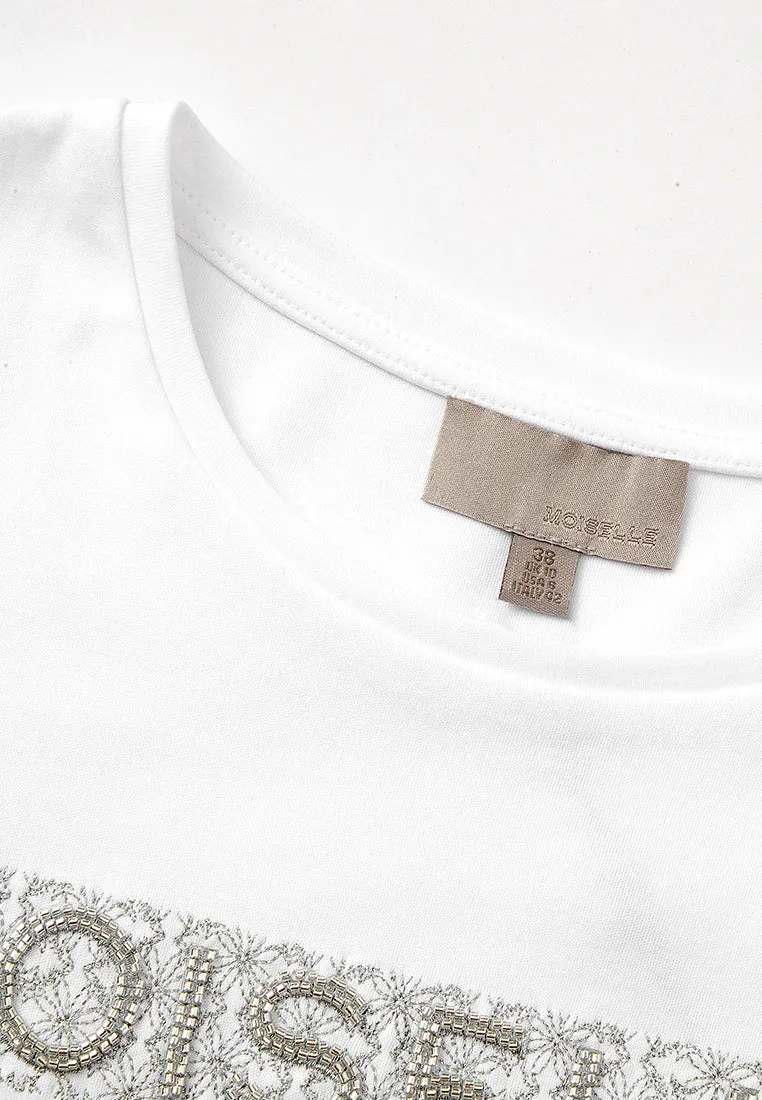 Embroidered and Beaded Logo T-shirt