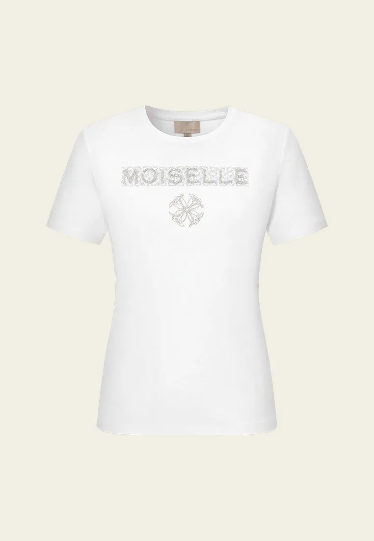 Embroidered and Beaded Logo T-shirt