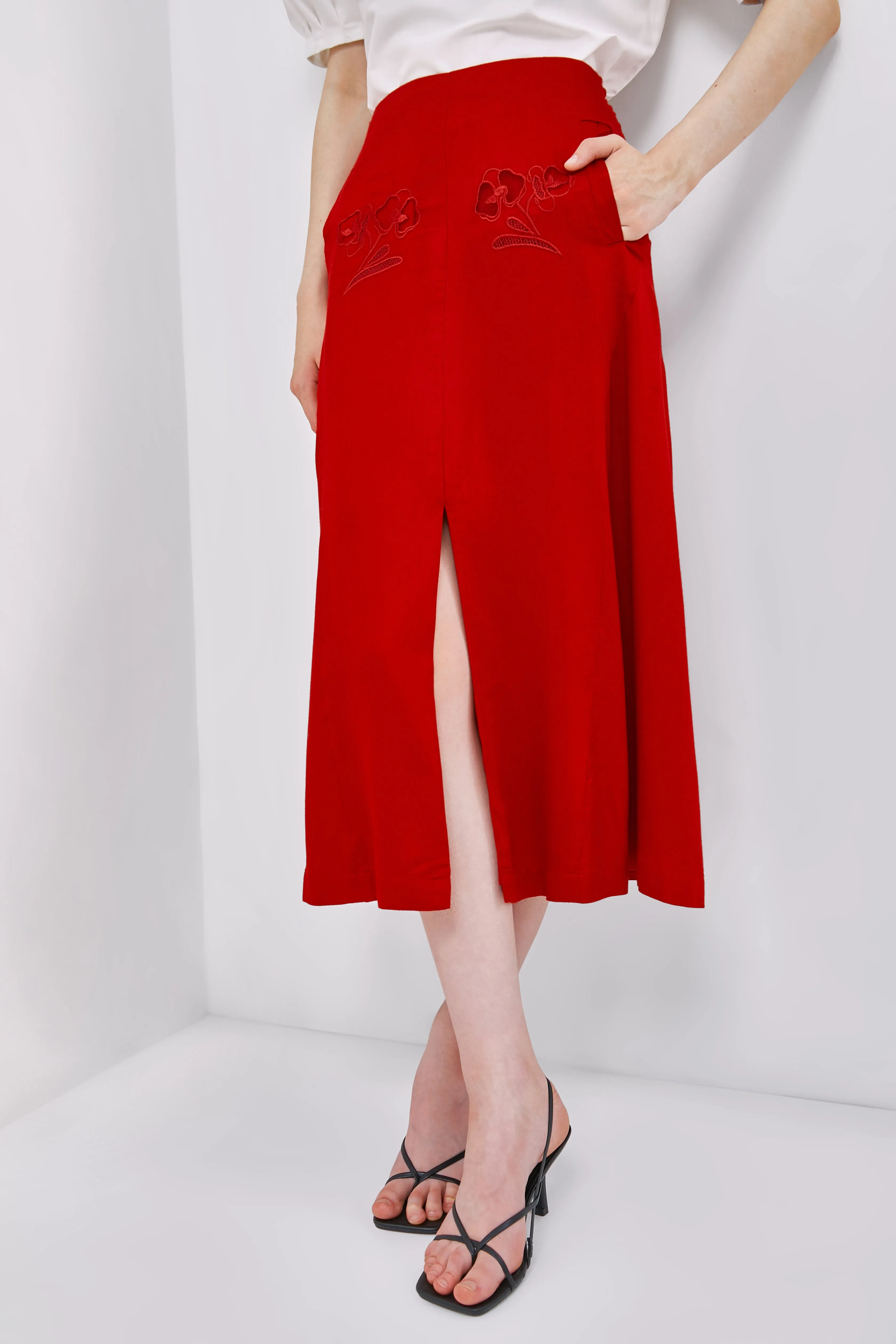 EMBROIDERED PANELED SKIRT