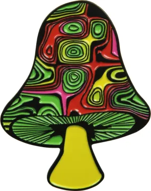 Enamel Pin - Mushroom - Groovy Multicolor Swirl - 2 Options: Red / Green / Yellow