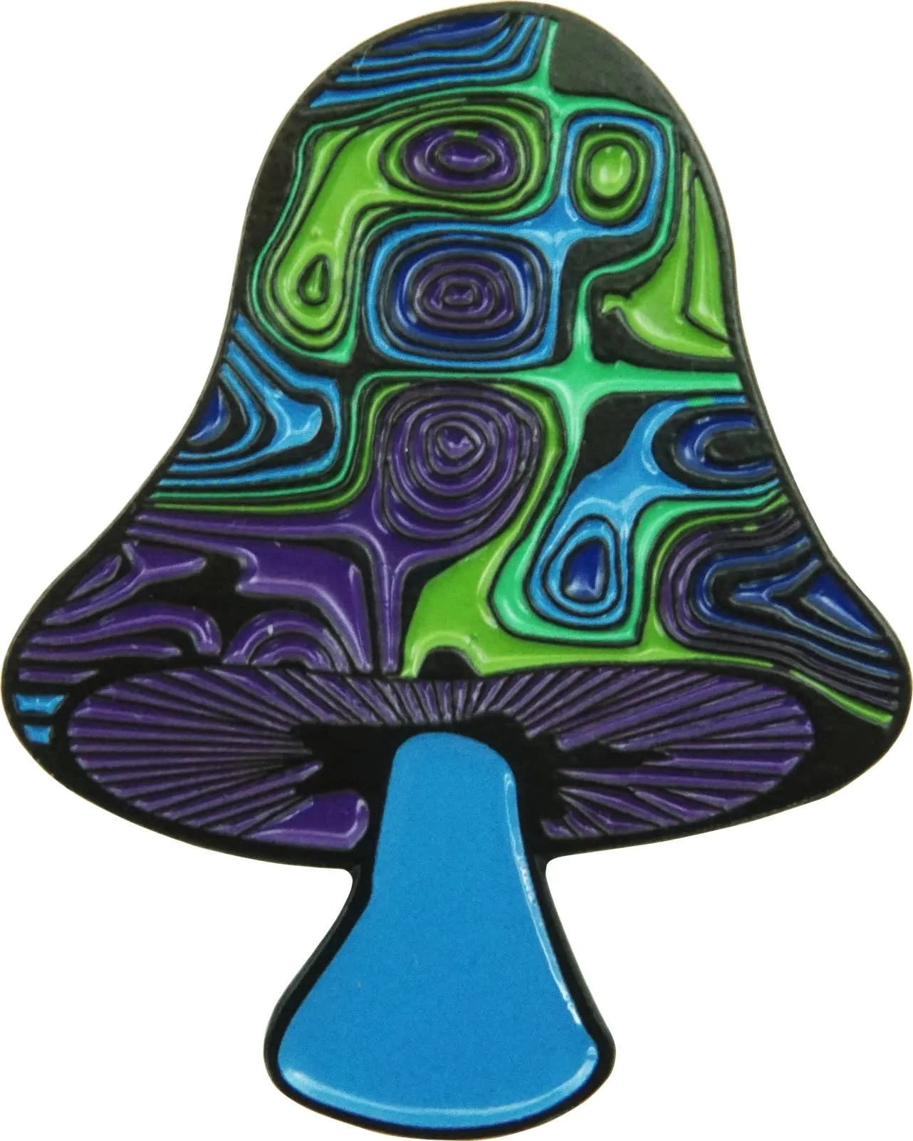 Enamel Pin - Mushroom - Groovy Multicolor Swirl - 2 Options: Red / Green / Yellow