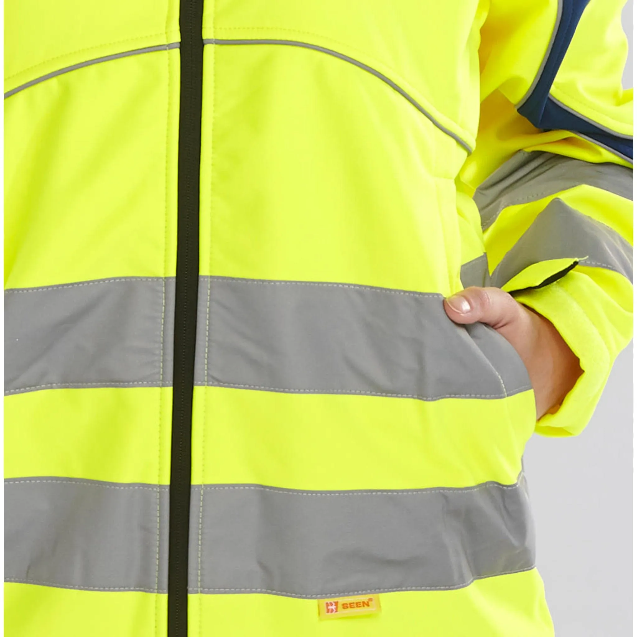 Eton Hi-vis Soft Shell Jacket - Saturn Yellow/Navy Blue
