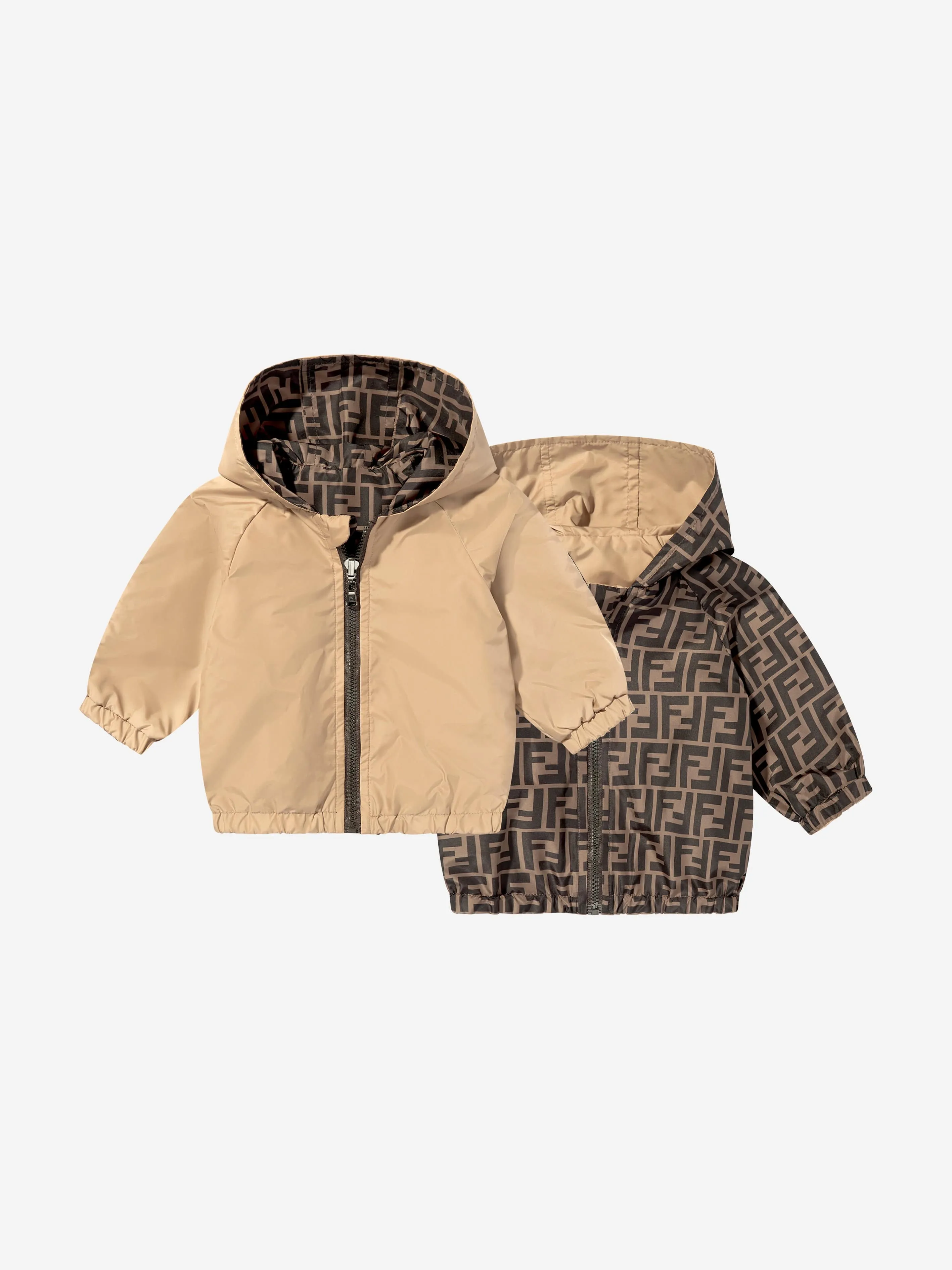 Fendi Baby K-Way Reversible Jacket in Beige