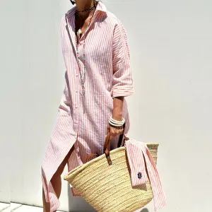 Flor® | Elegant Striped Shirt Dress