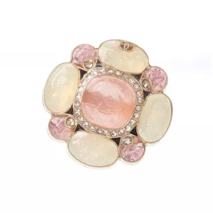 Floral Transparent Black Pink Metal Rhinestone Buttons for Women Sweater 4pcs