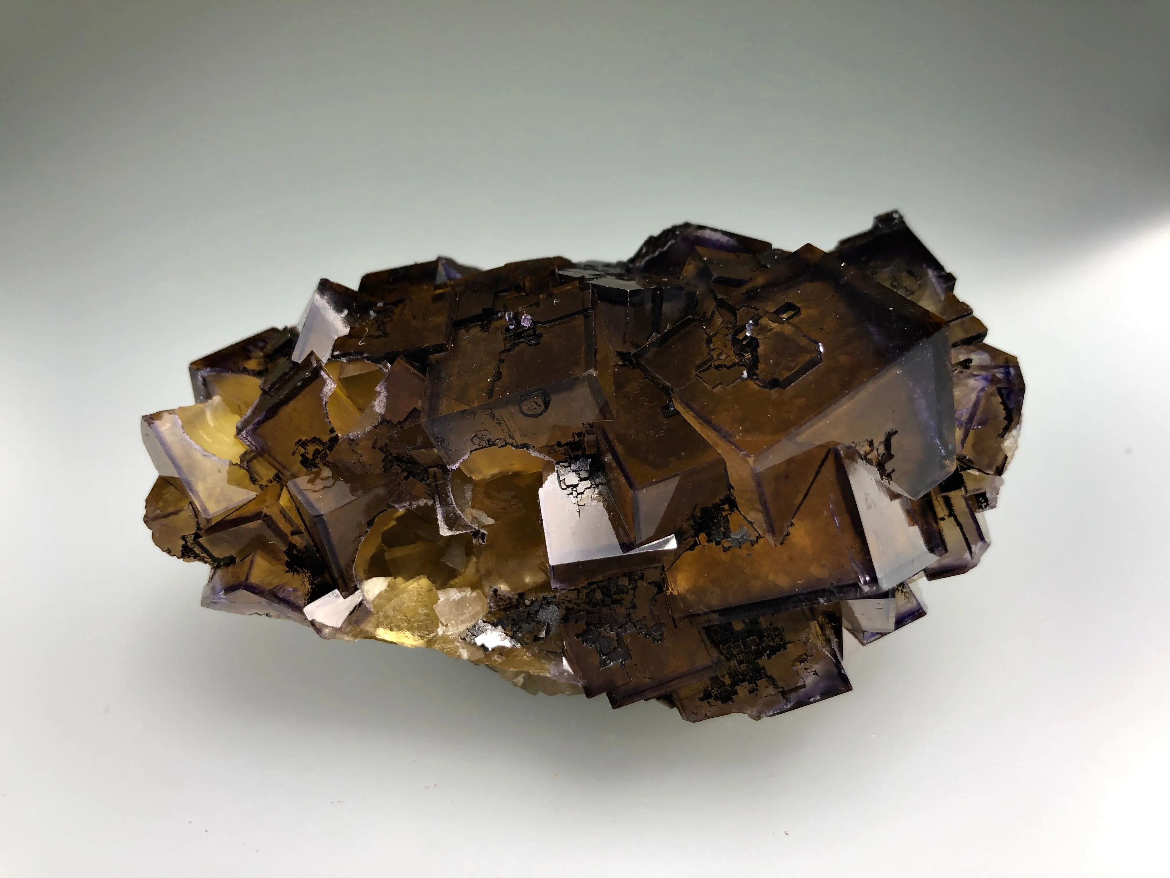 Fluorite, Rosiclare Level, Northwest Cross-Cut Orebody, Minerva No. 1 Mine, Ozark-Mahoning Company, Cave-in-Rock District, Southern Illinois, ex. A.E. Seaman Museum LTH 3840, Small Cabinet, 5.0 x 6.0 x 9.5 cm, $650. Online 9/3