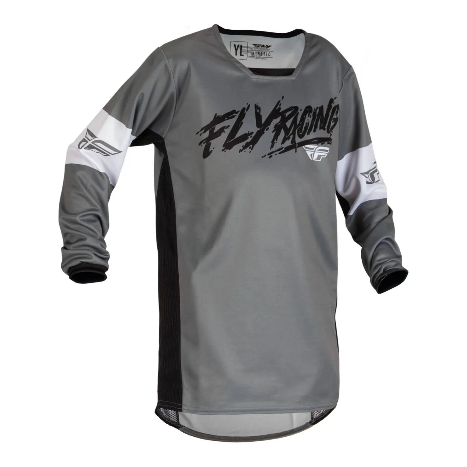 Fly Racing 2023 Kinetic Khaos Youth Jersey - Grey / Black / White