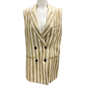 forte_forte Gold Metallic 2023 Striped Lurex Vest