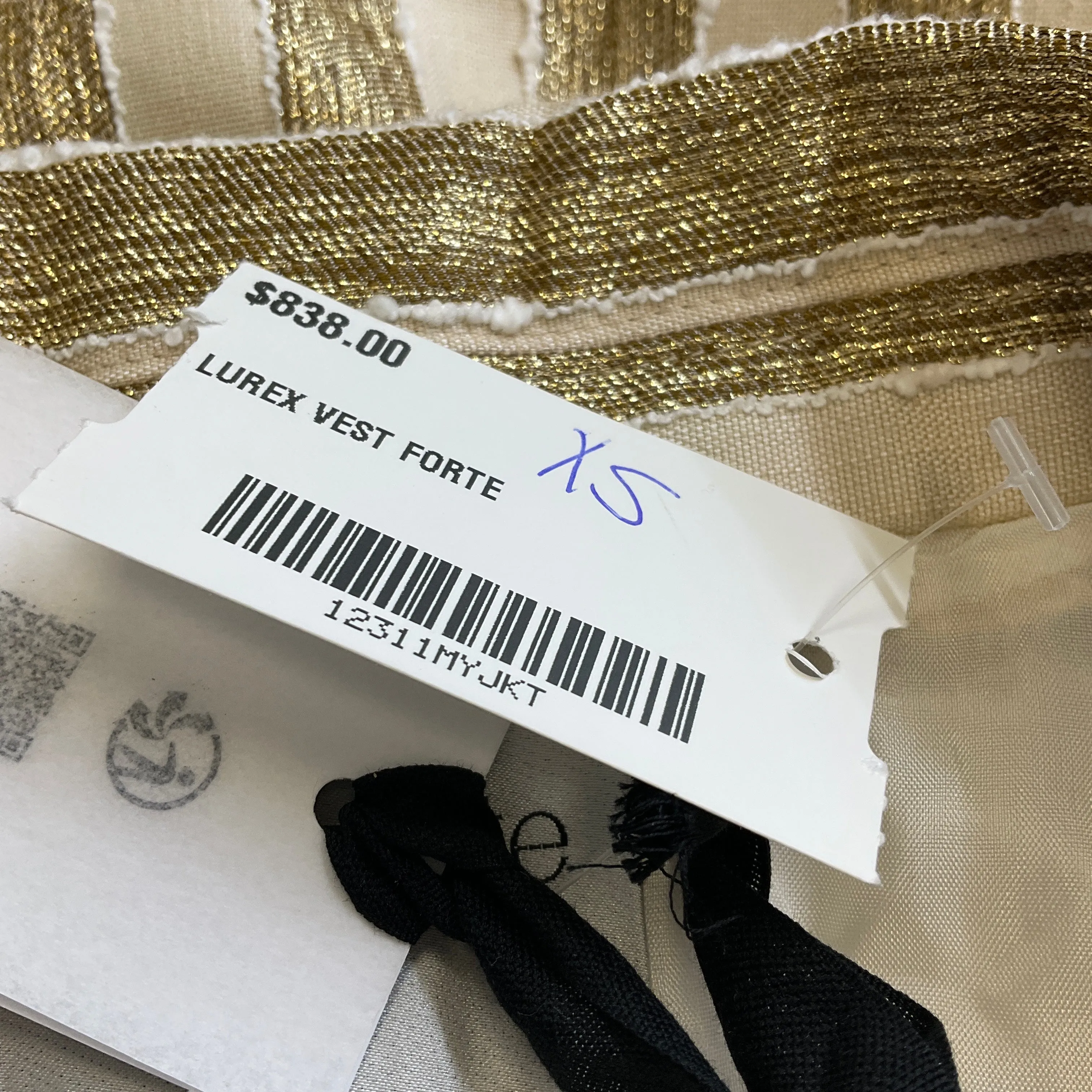 forte_forte Gold Metallic 2023 Striped Lurex Vest