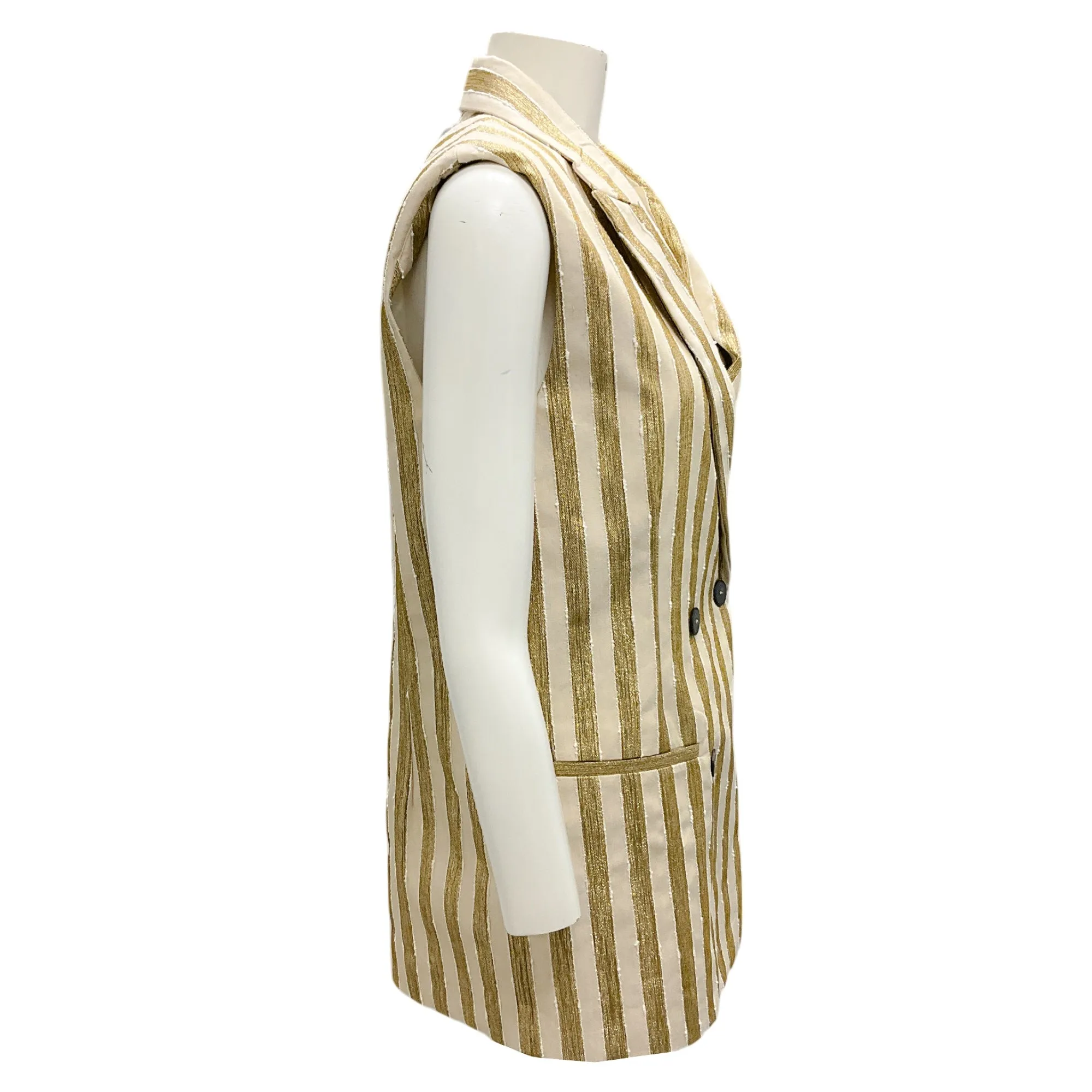 forte_forte Gold Metallic 2023 Striped Lurex Vest