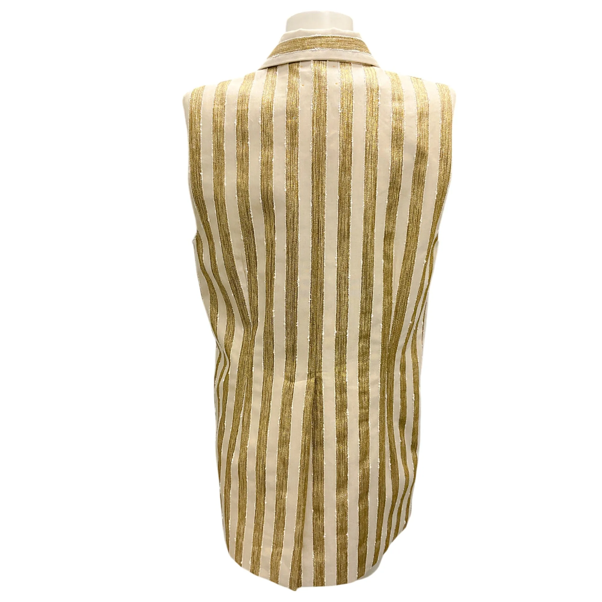 forte_forte Gold Metallic 2023 Striped Lurex Vest