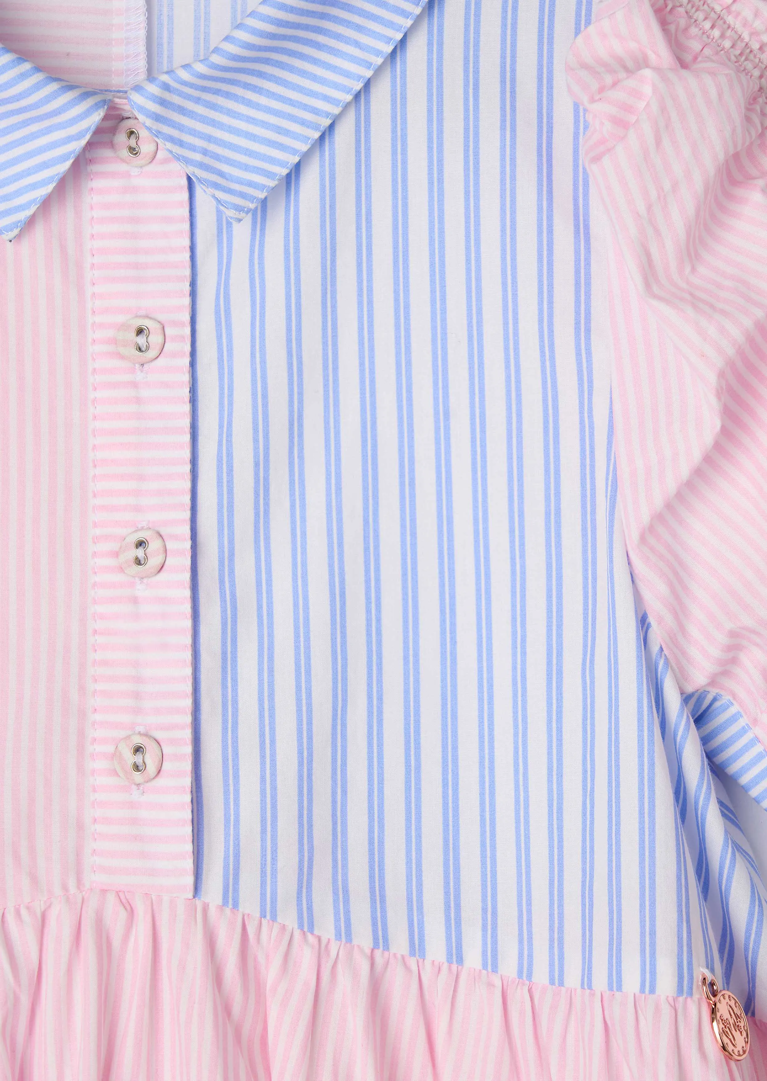 Frankie Blue Mix Stripe Shirt Dress