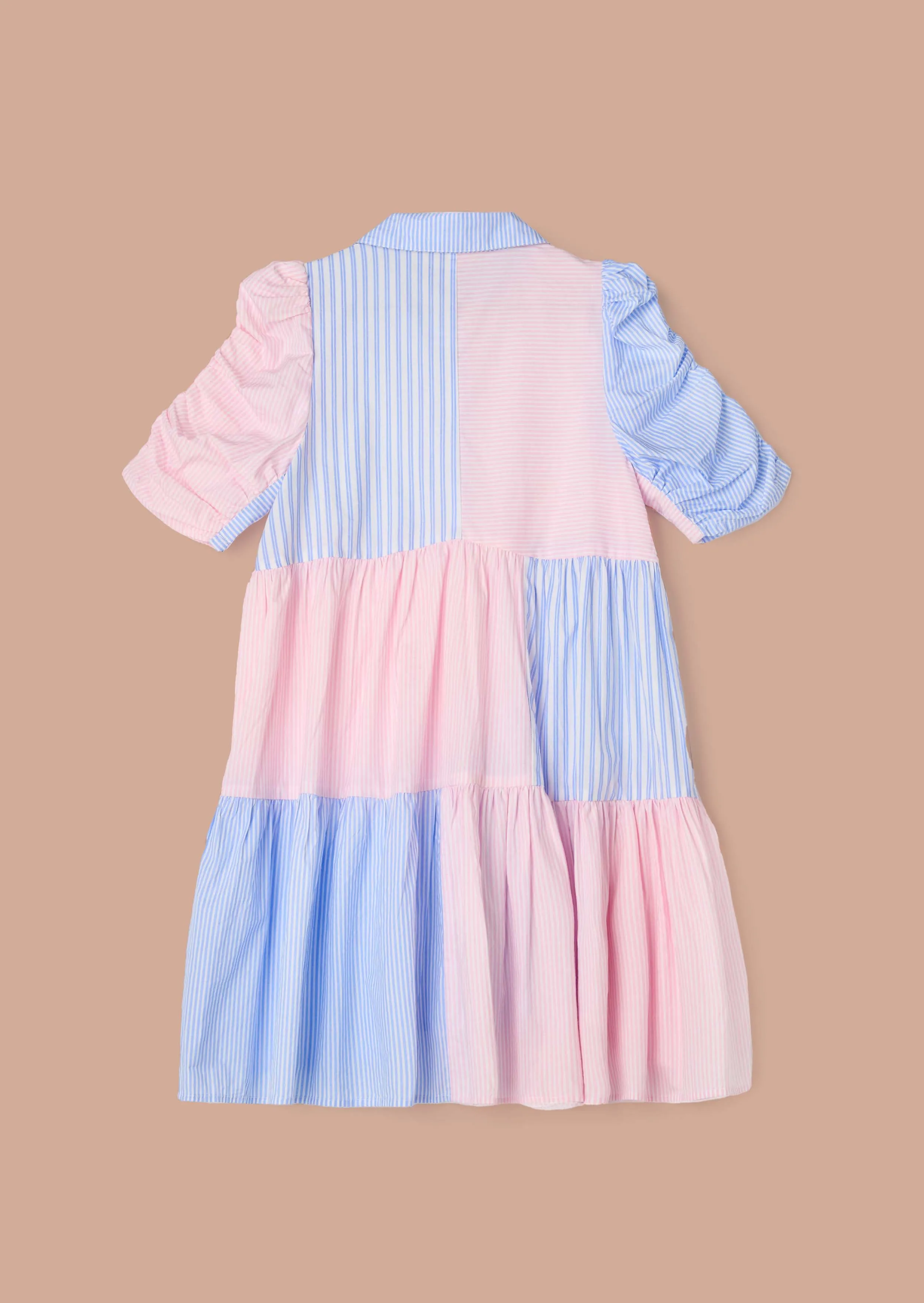 Frankie Blue Mix Stripe Shirt Dress