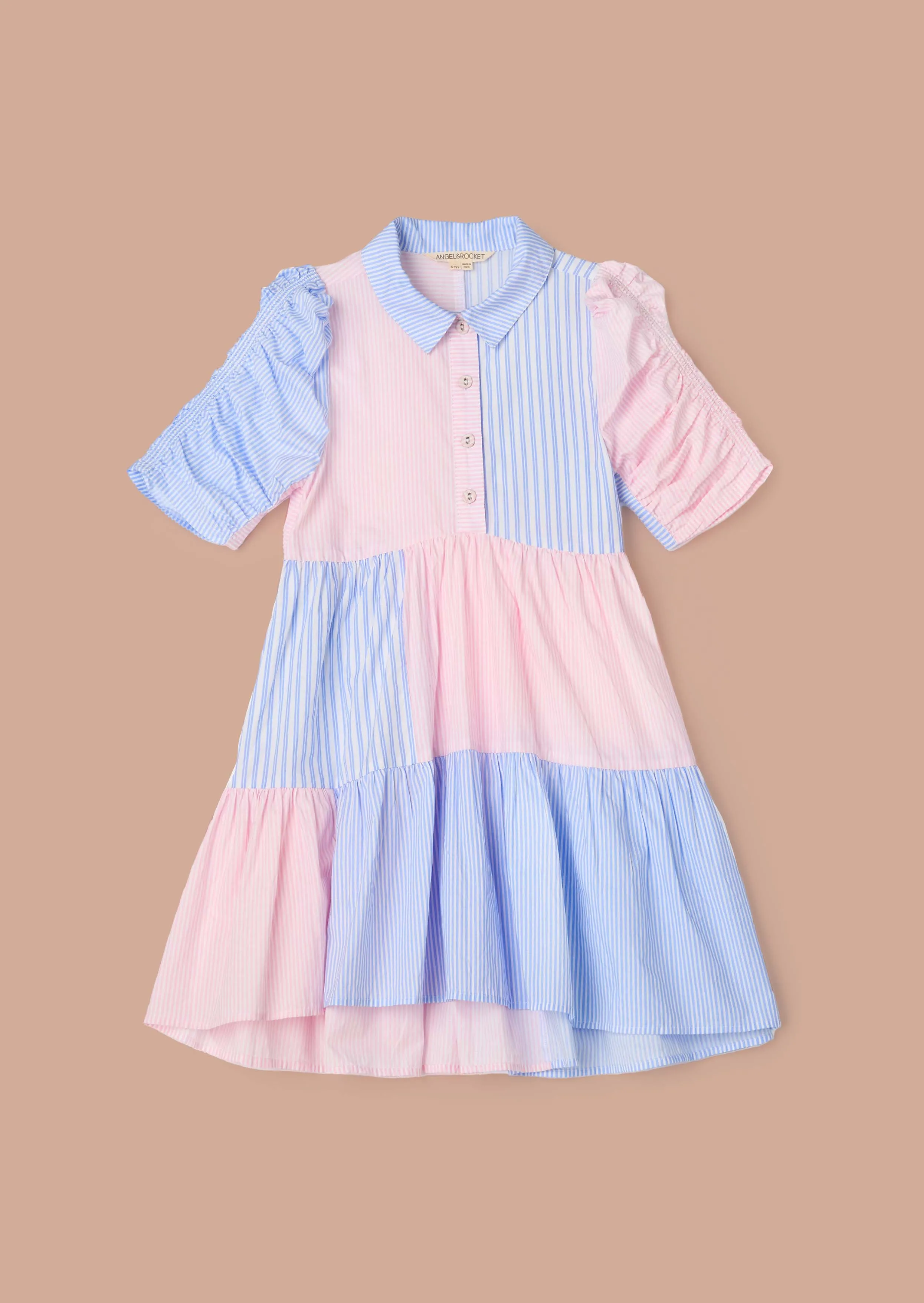 Frankie Blue Mix Stripe Shirt Dress