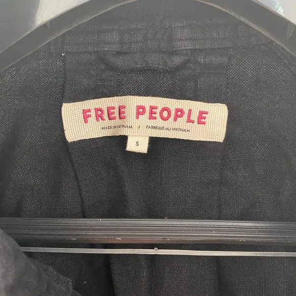 Free People Jayde Linen Bomber Jacket Black Small