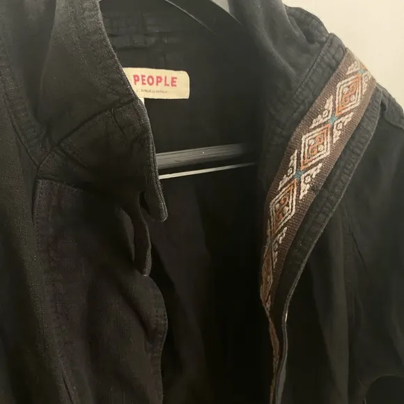 Free People Jayde Linen Bomber Jacket Black Small