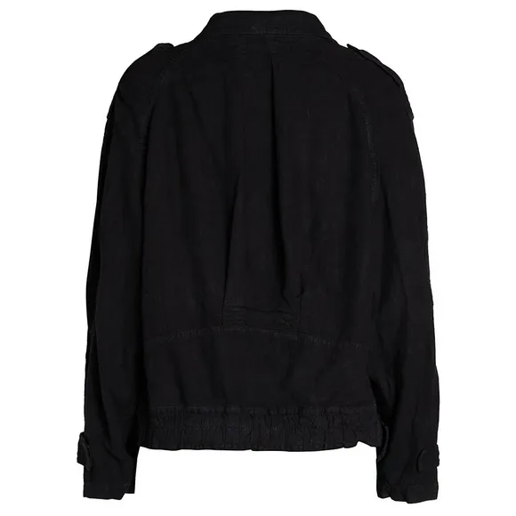 Free People Jayde Linen Bomber Jacket Black Small