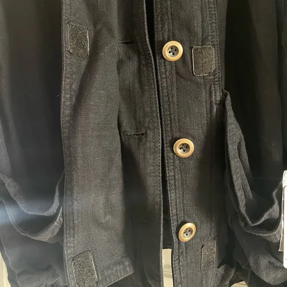 Free People Jayde Linen Bomber Jacket Black Small