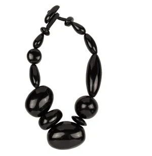 FREEFORM RESIN STATEMENT NECKLACE. BLACK
