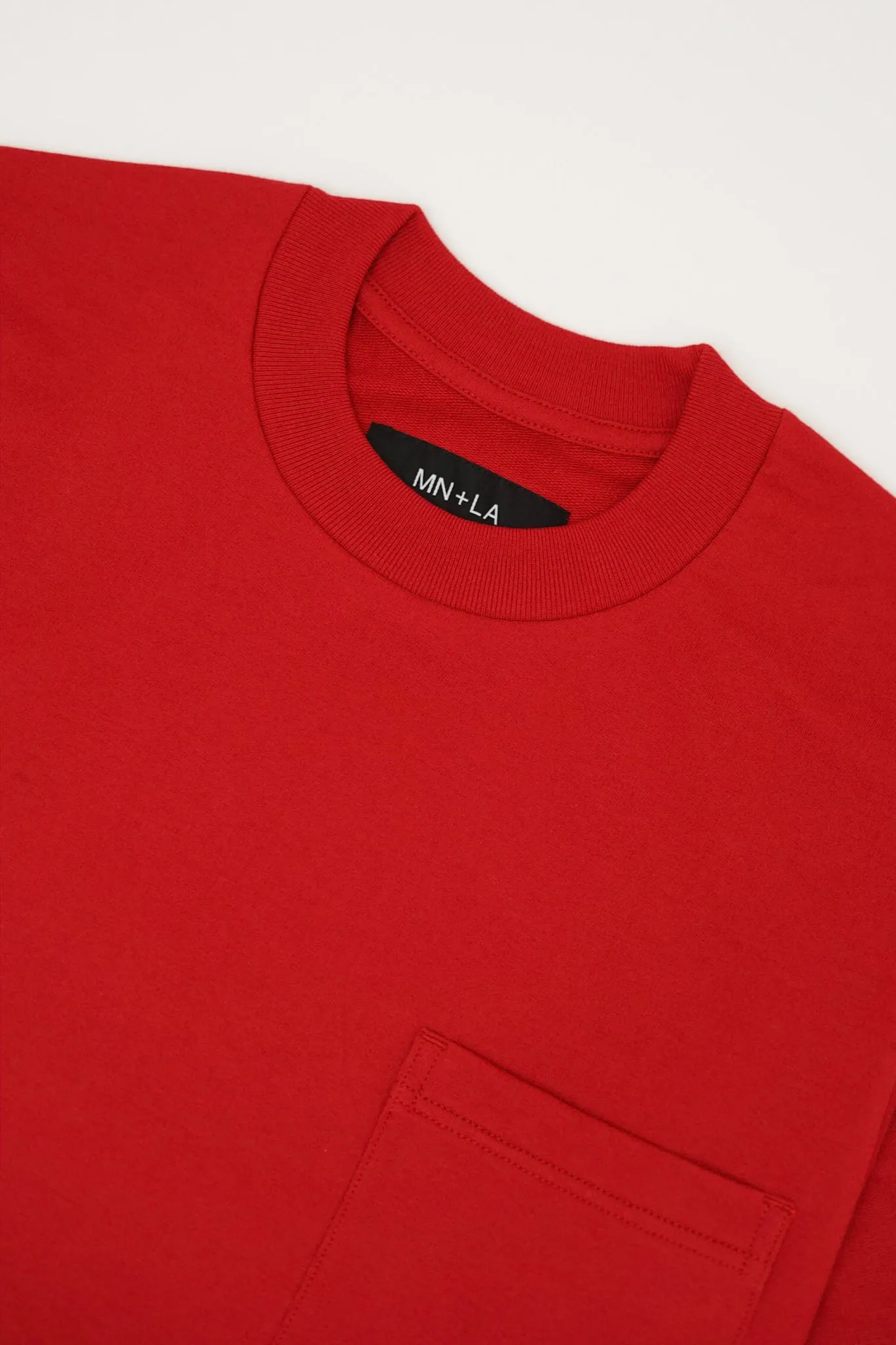 FRENCH TERRY FADED RED POCKET OVERSIZED TEE