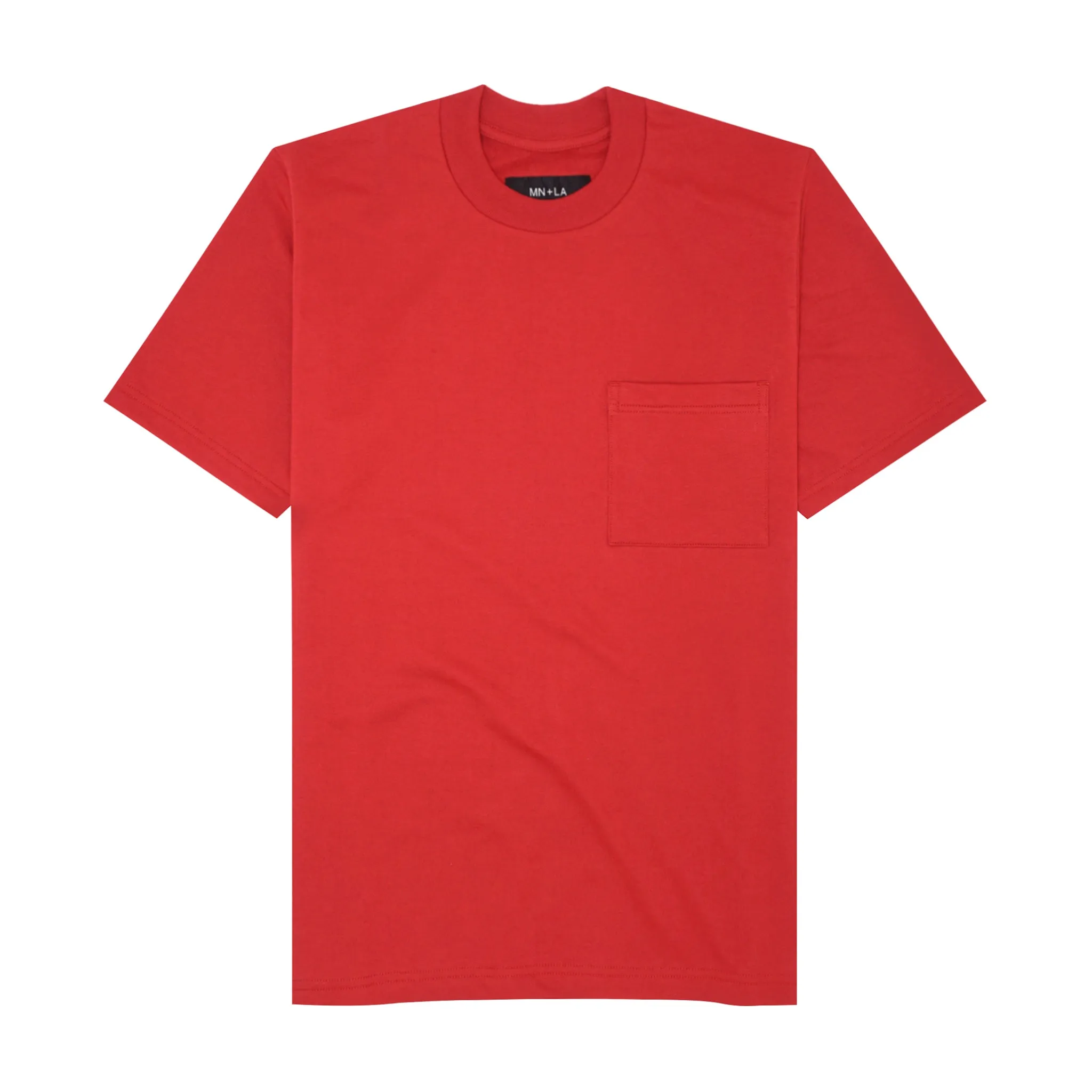 FRENCH TERRY FADED RED POCKET OVERSIZED TEE