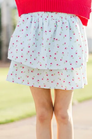 Girls: All Is True Light Blue Floral Tiered Skort